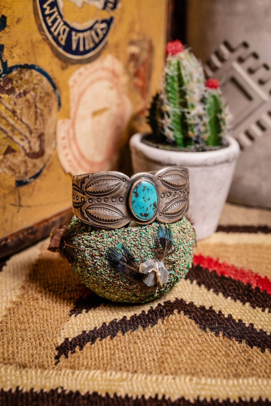 Vintage Buffalo Turquoise Ingot Cuff