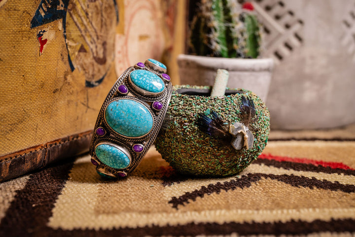 Vintage Kingman Turquoise & Sugilite Cuff