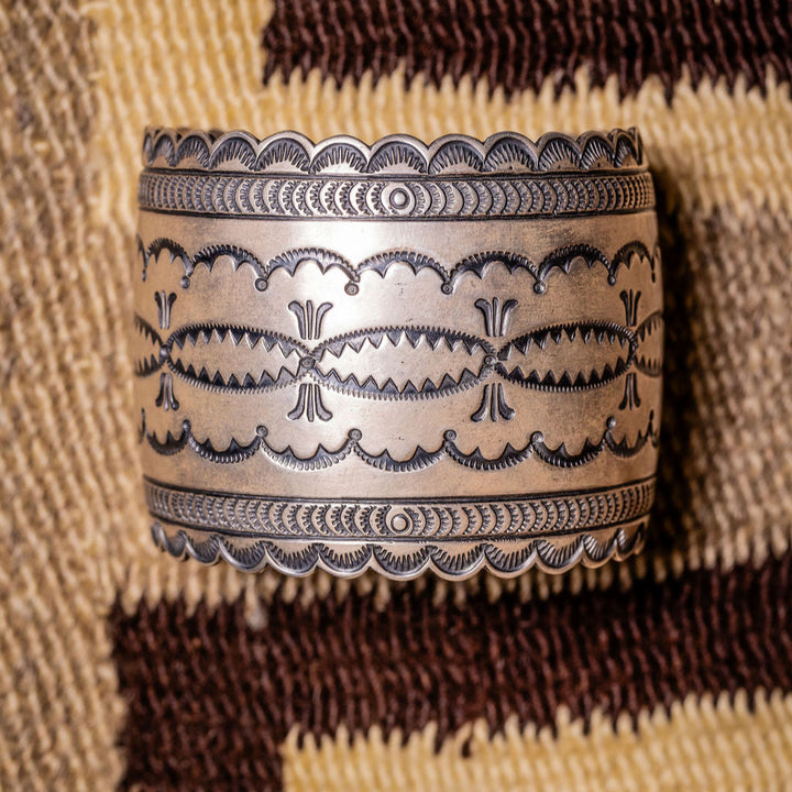 Vintage Hand Stamped Wide Cuff