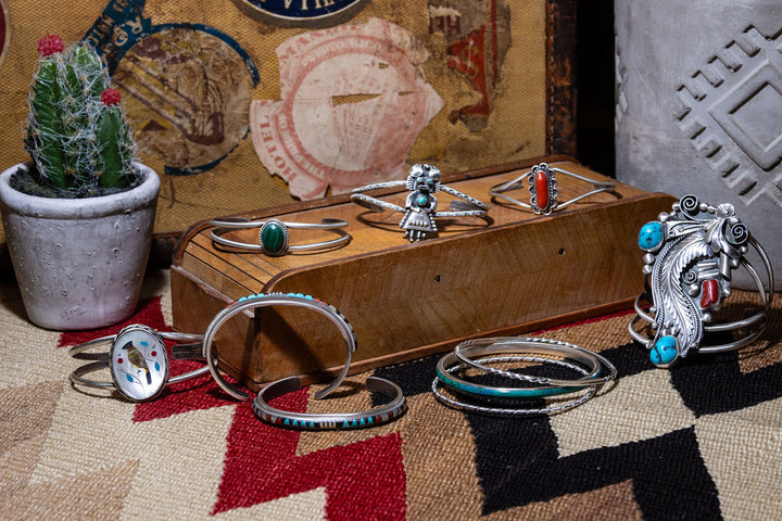 Vintage Sterling Silver Kachina Cuff Bracelet