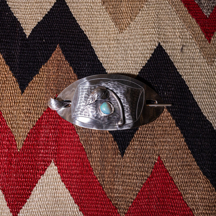 Vintage Sterling Silver Opal Hair Barrette