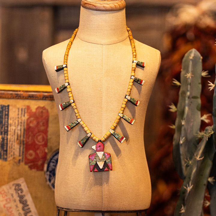 Vintage Depression Era Mosaic Thunderbird Necklace