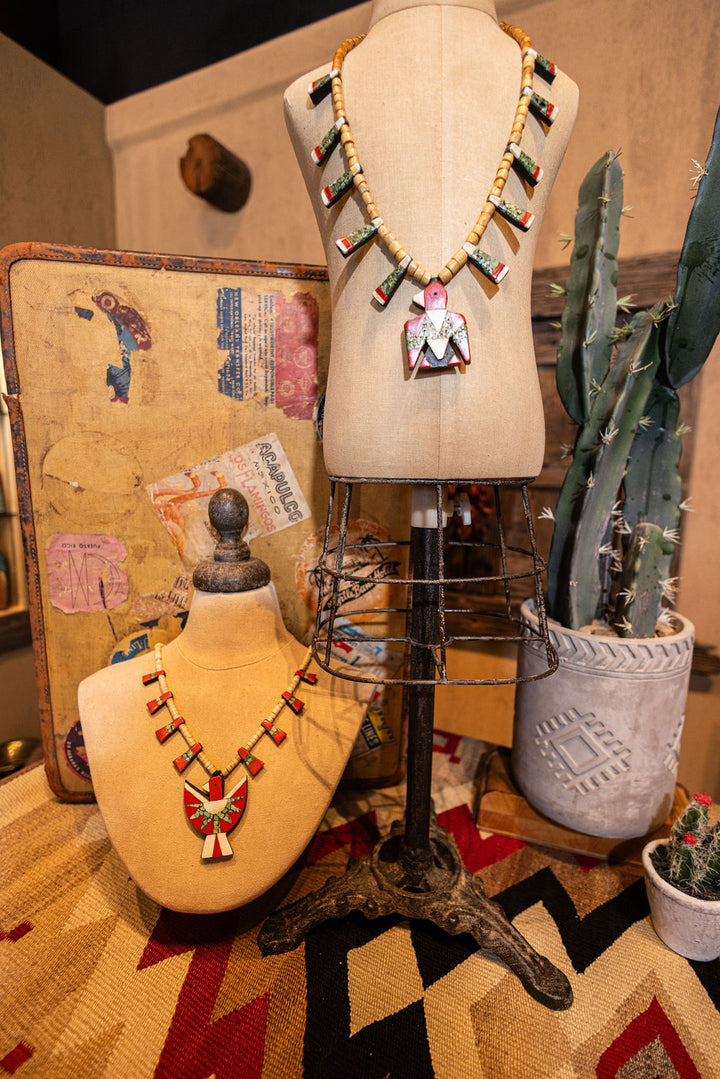 Vintage Depression Era Mosaic Thunderbird Necklace