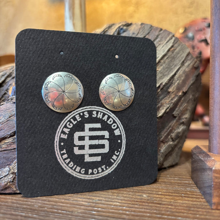 Stamped Sterling Silver Round Studs