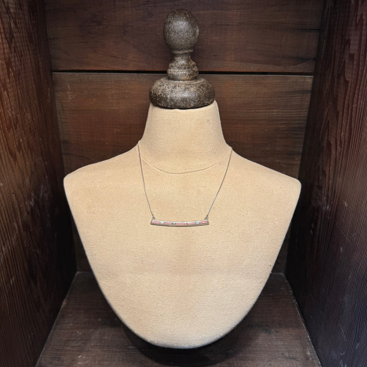 Peruvian Opal Stone Thin Slab Inlay Necklace 18"