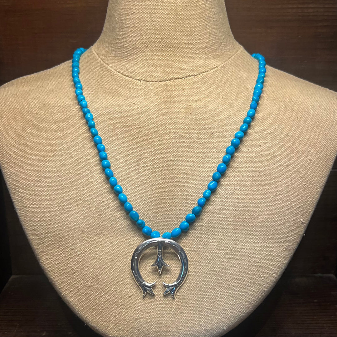 Stamped NAJA Turquoise 6mm Necklace 22”