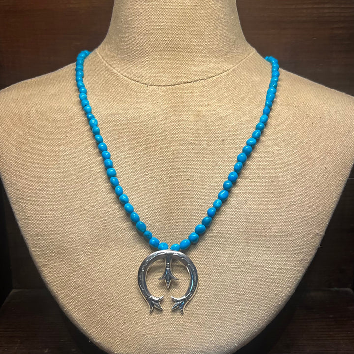 Stamped NAJA Turquoise 6mm Necklace 22”