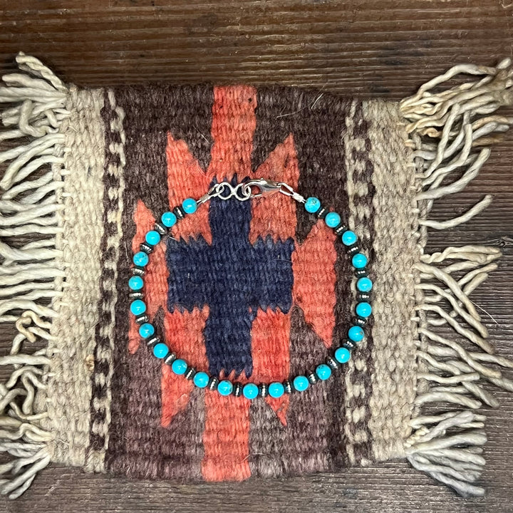 5mm Turquoise & Fluted Saucer Bracelet