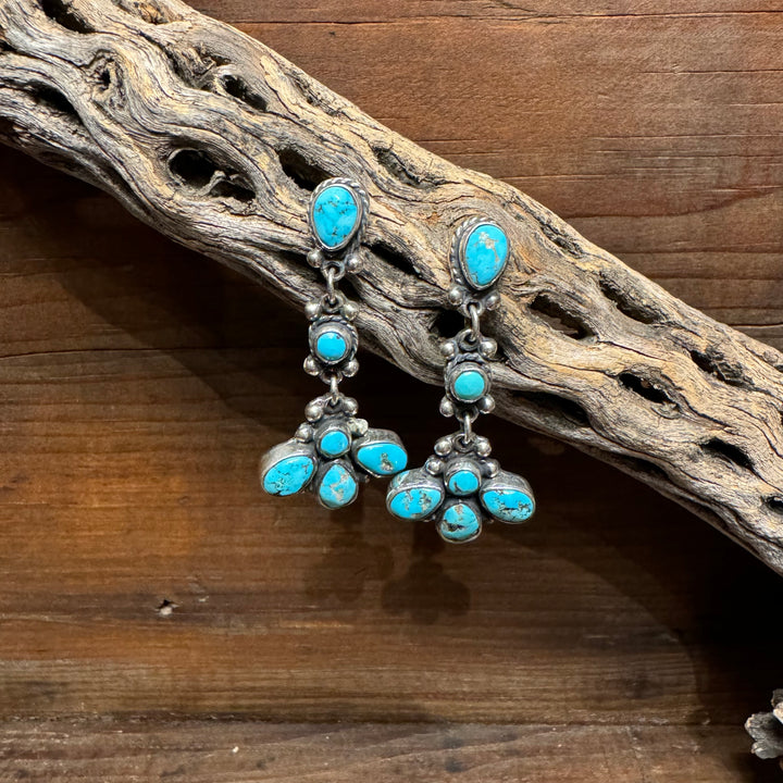 Kingman Turquoise Drop Cluster Earrings