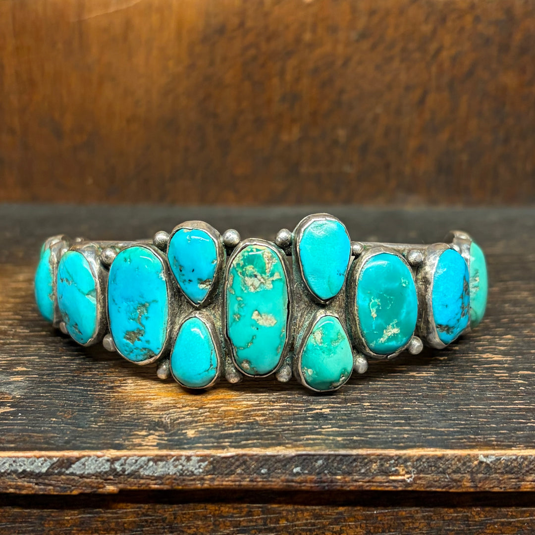 Vintage 13 Stone Turquoise Cuff