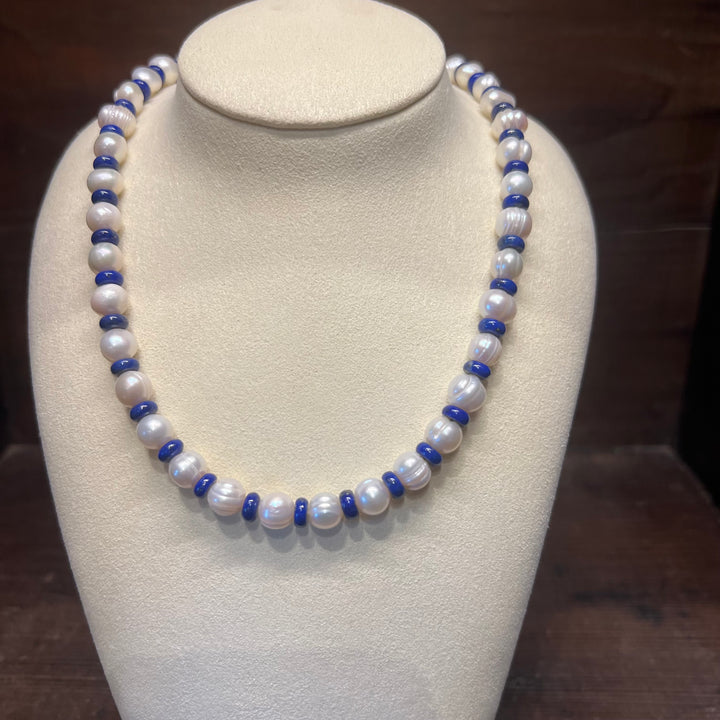 Lapis & Freshwater Pearls Necklace