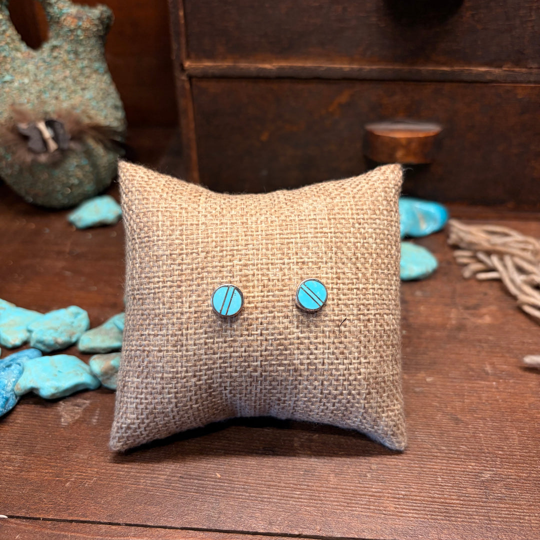 Arizona Blue Small Round Inlay Studs