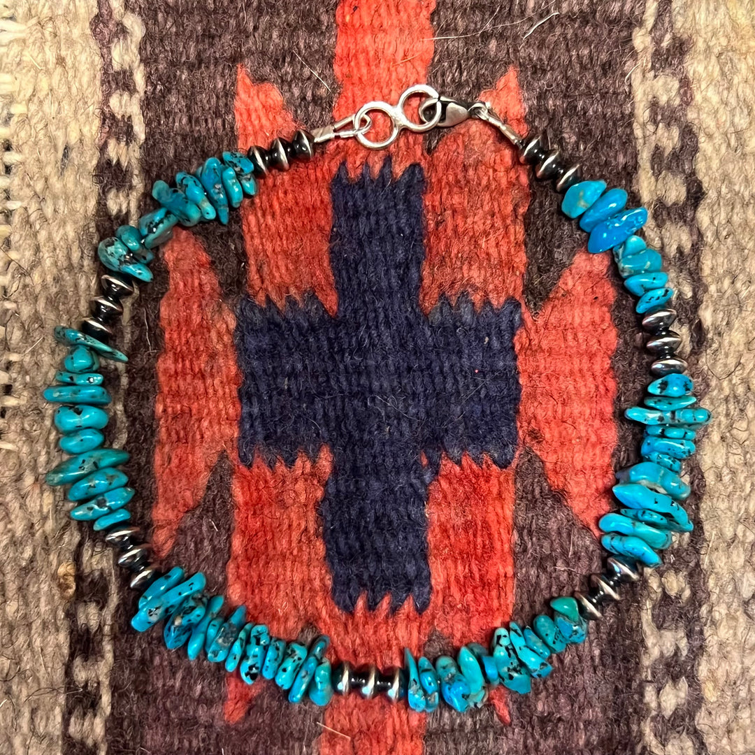 Saucers Beads & Turquoise Nugget Anklet