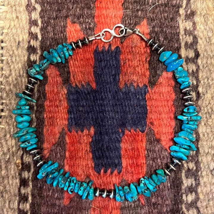 Saucers Beads & Turquoise Nugget Anklet