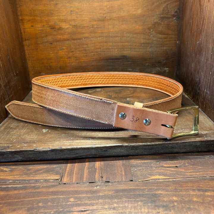 Basket Weave Oiled Natural Leather Belt