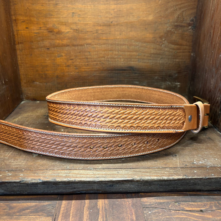 Basket Weave Oiled Natural Leather Belt