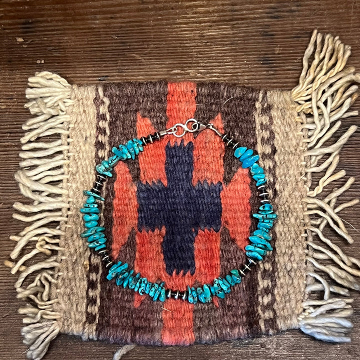 Saucers Beads & Turquoise Nugget Anklet