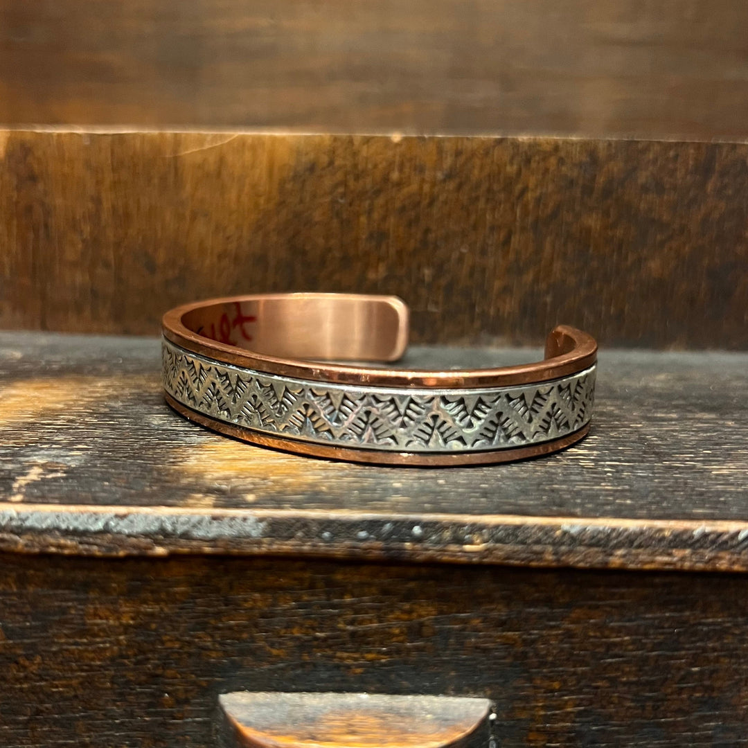 Copper with Sterling Silver Stamp Cuff Bracelet