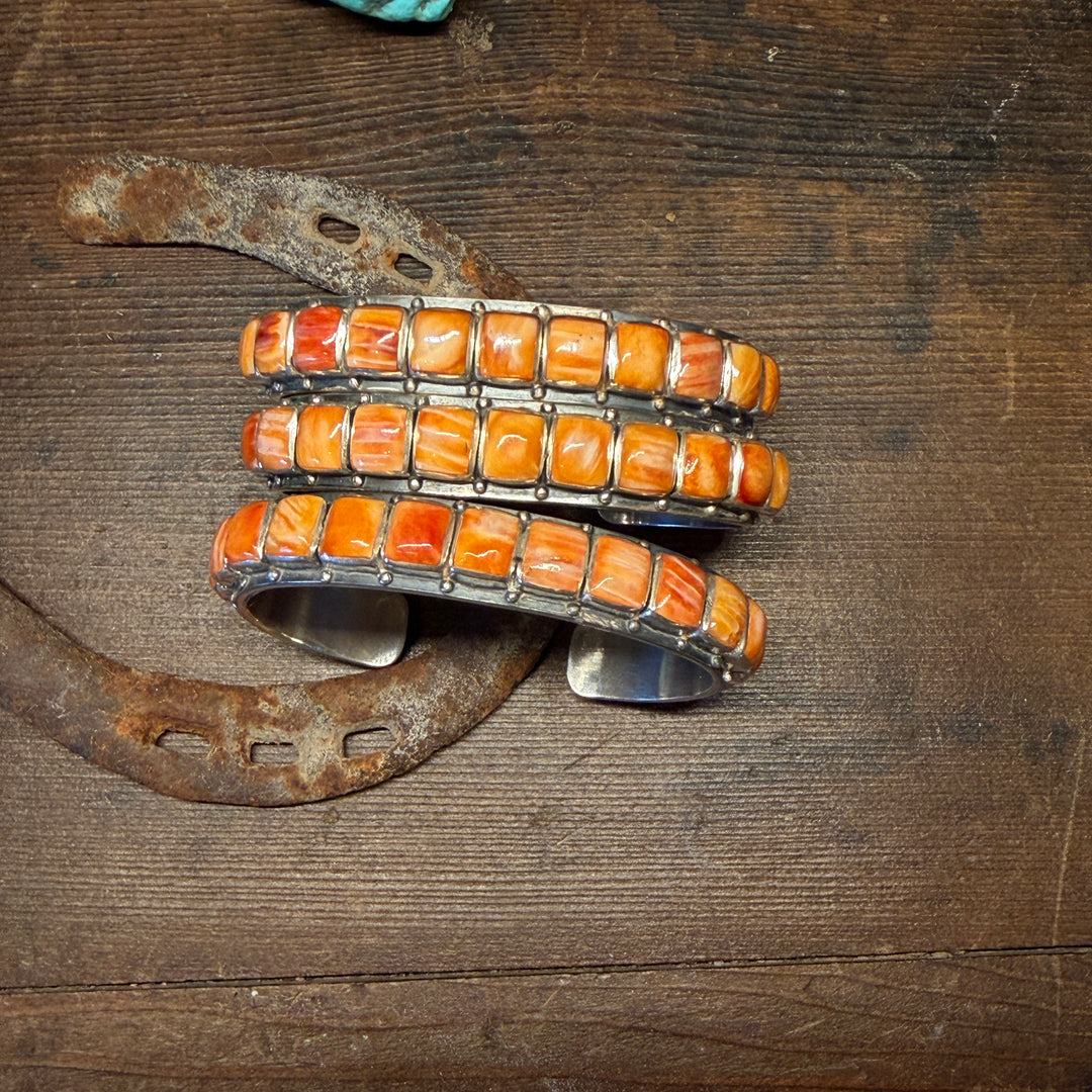 Orange Spiny Square Stacker Cuff (Medium)