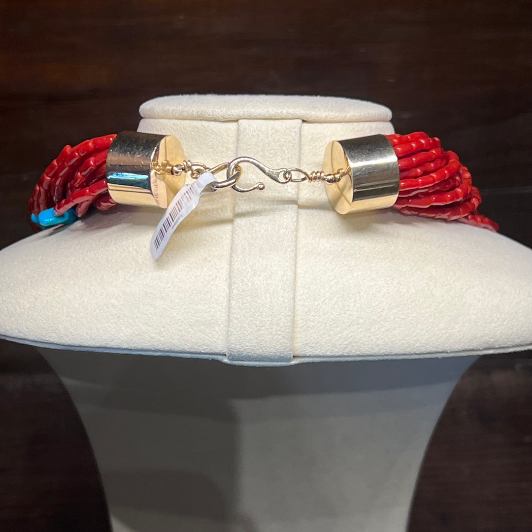 14K Gold Mediterranean Coral Sleeping Beauty Turquoise