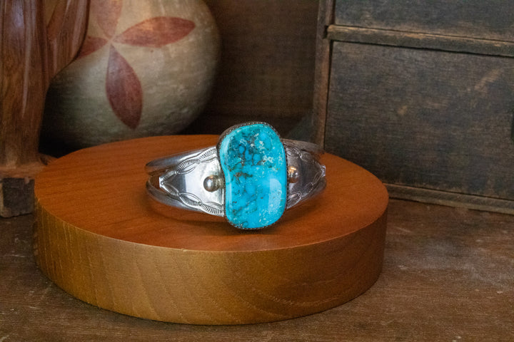 Vintage Morenci Turquoise Stone Cuff