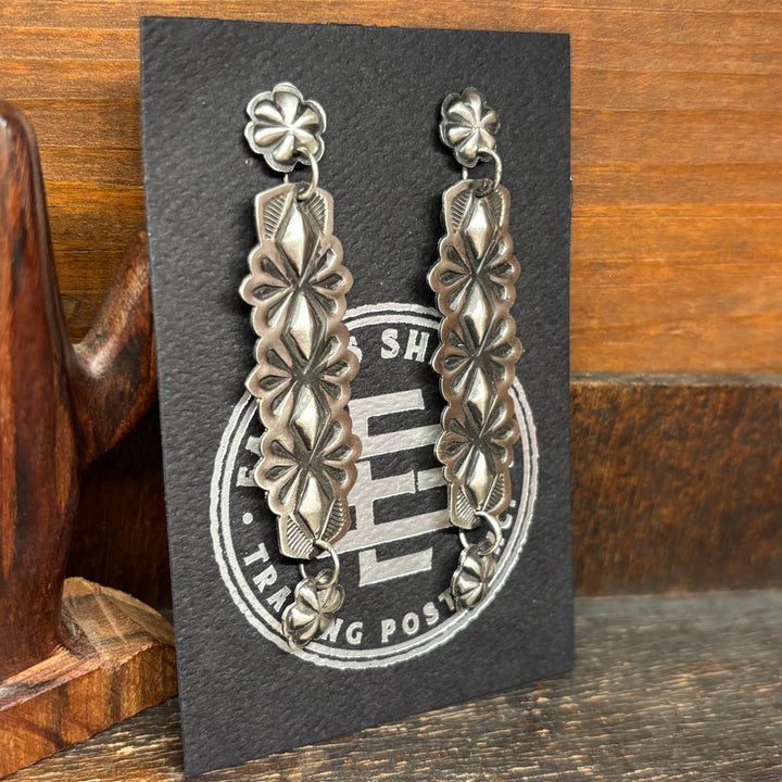 Stamped Sterling Silver Dangle Earrings