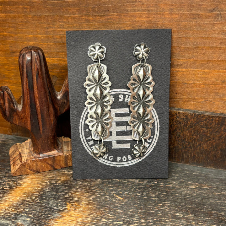 Stamped Sterling Silver Dangle Earrings