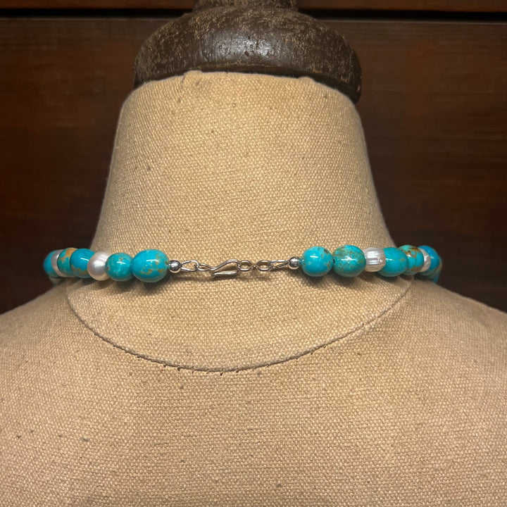 Turquoise Beads with Freshwater Pearls 20” Necklace