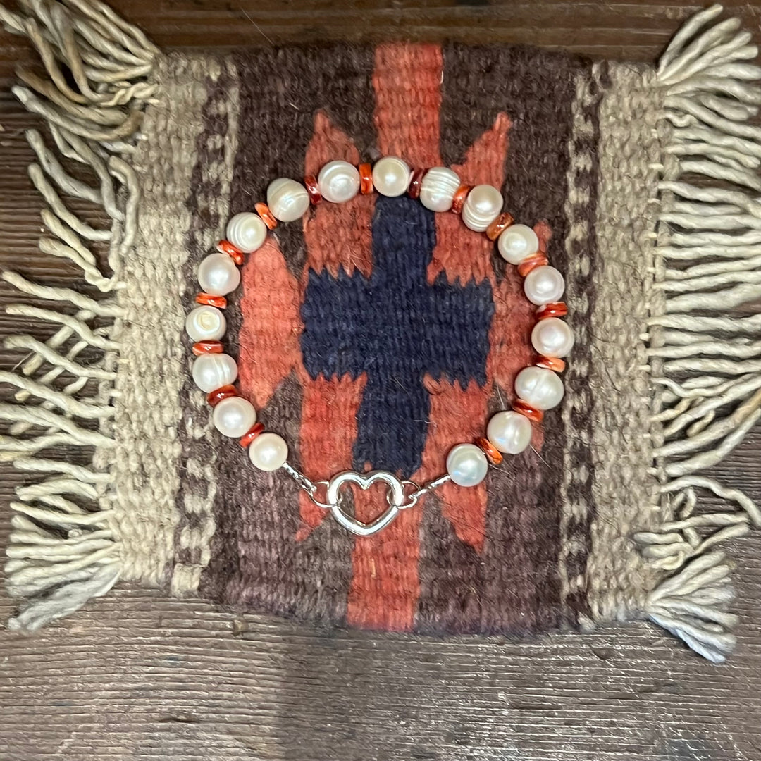 Red Spiny Freshwater Pearls Bracelet