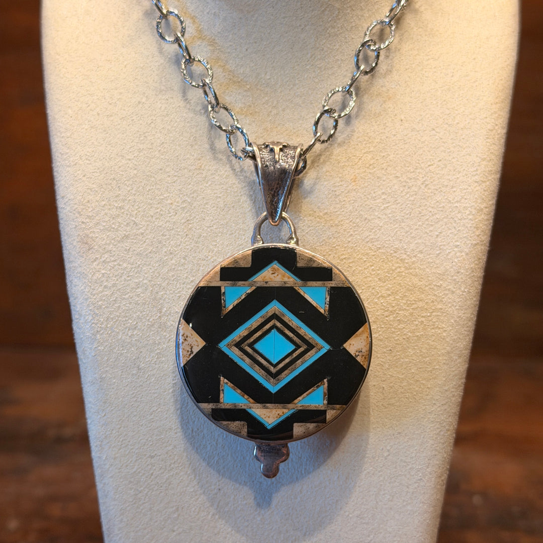 Sterling Silver Reversible Turquoise Pendant