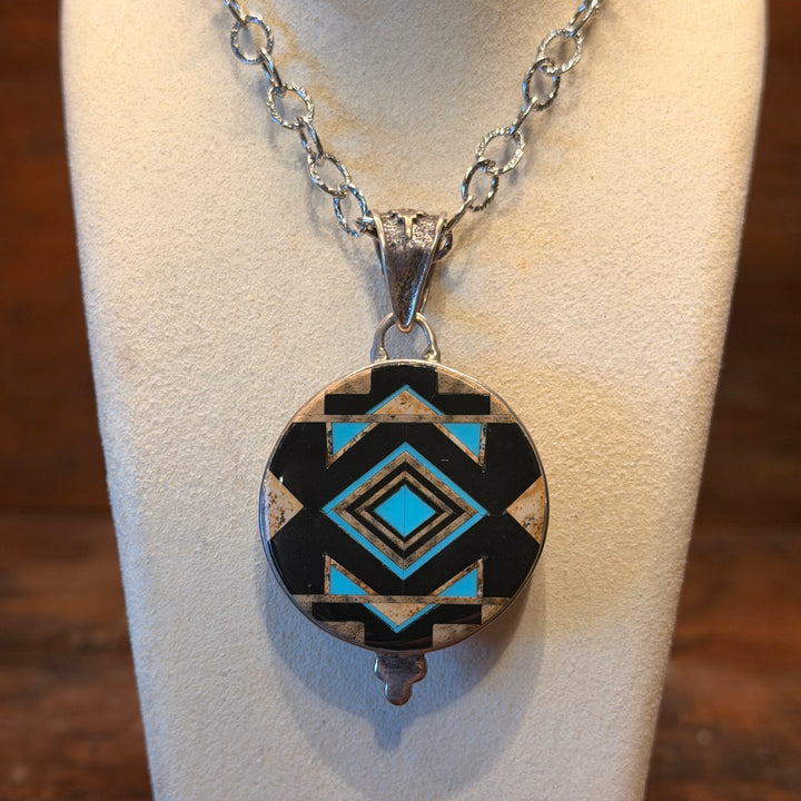 Sterling Silver Reversible Turquoise Pendant
