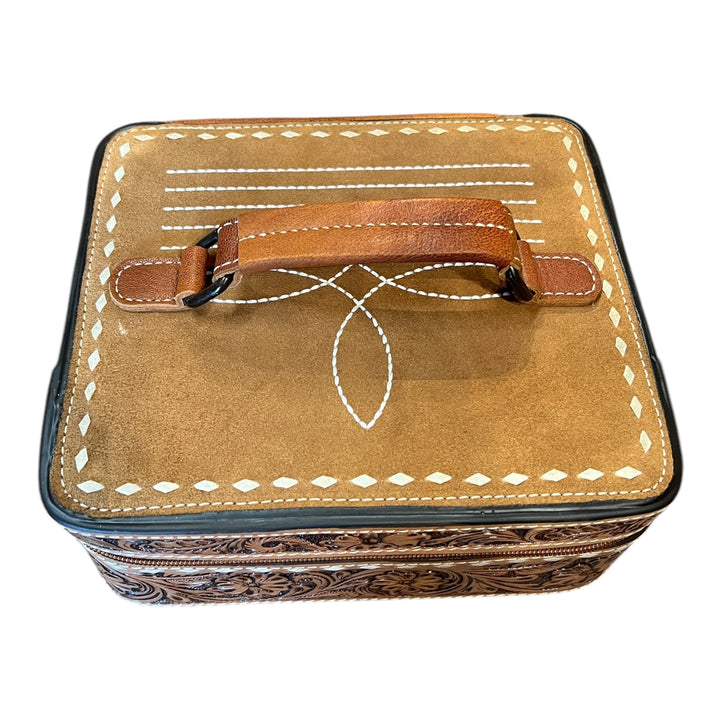 BootStitch Suede Leather & Tooled Jewelry Box 
