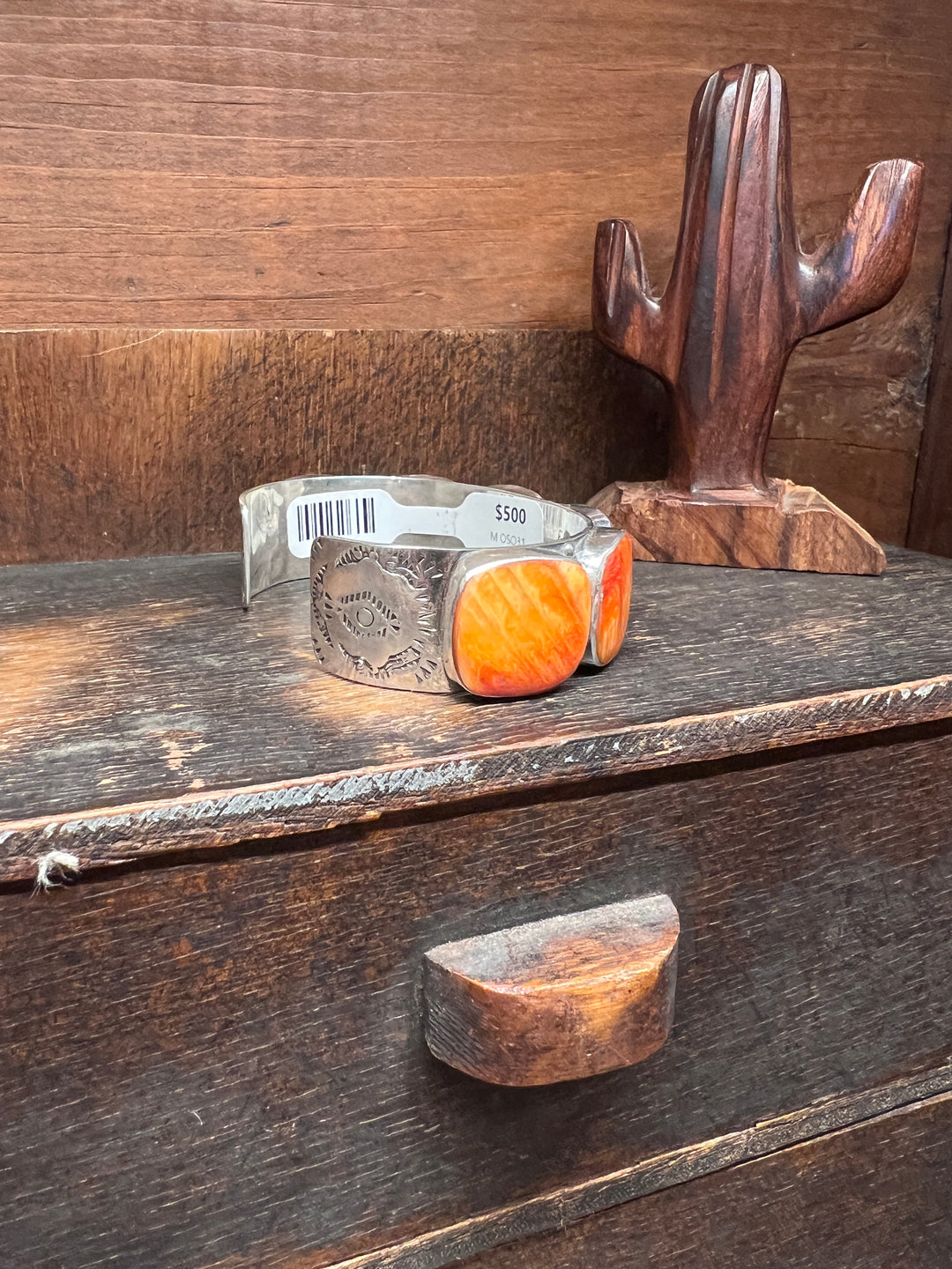 Orange Spiny Large Square Cuff (Medium)