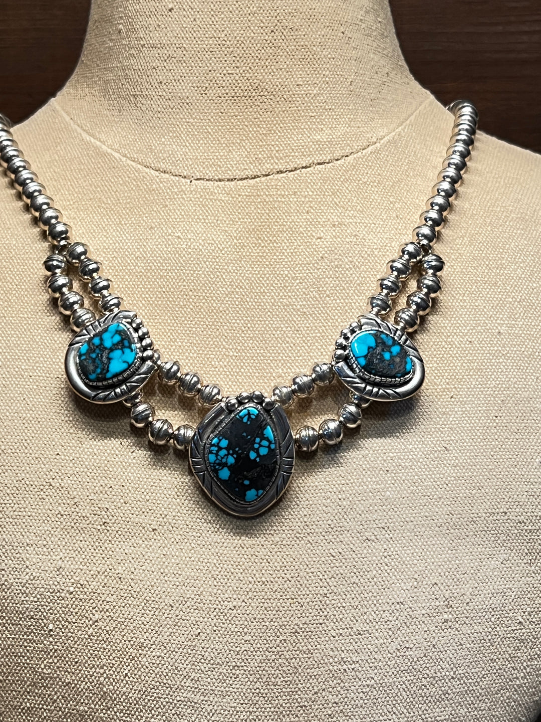 Vintage High Grade Carlin Turquoise Necklace