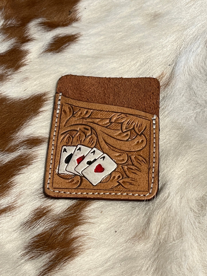 Stamped Leather Card Holders + Cowhide