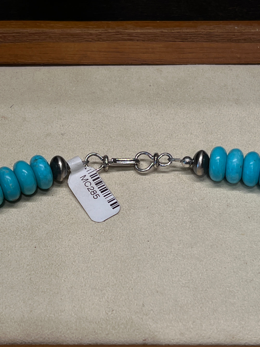 Sleeping Beauty Turquoise with 9mm Saucer Beads 21"