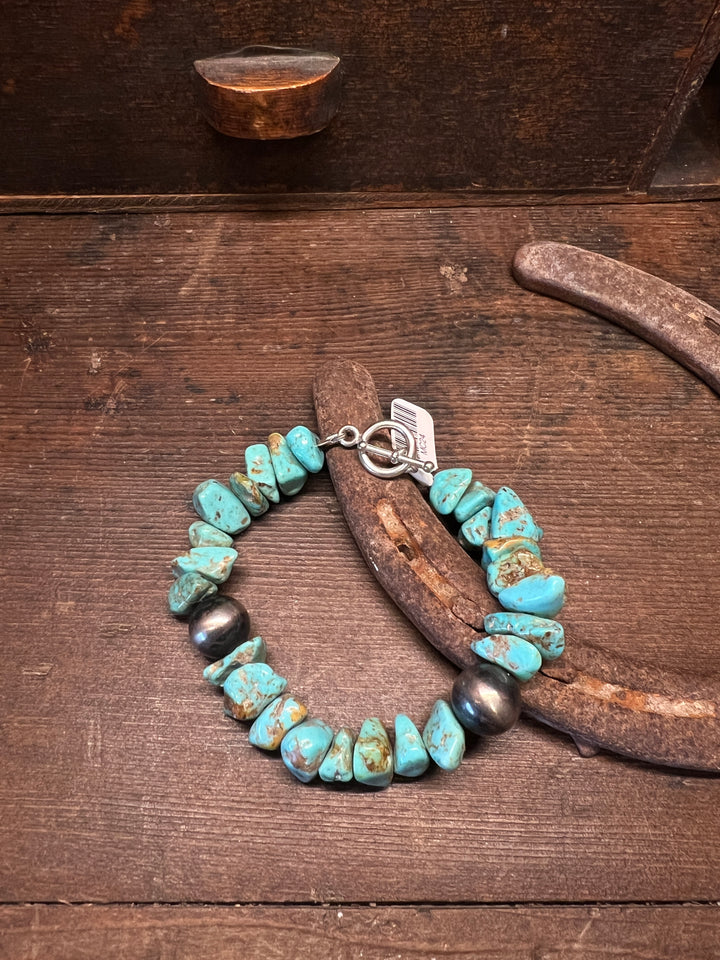 Kingman Turquoise Nugget Beads Bracelet