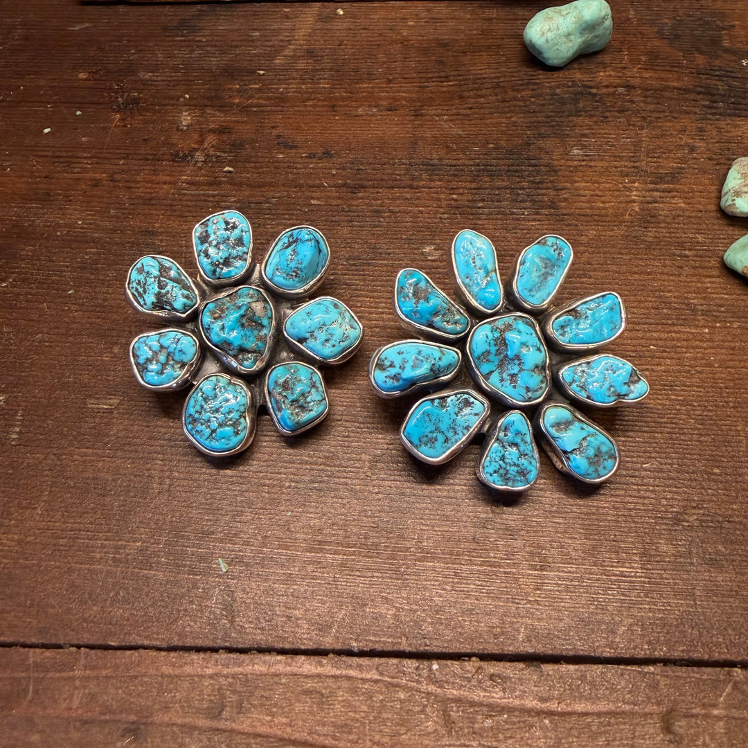 Cluster Kingman Turquoise Earrings