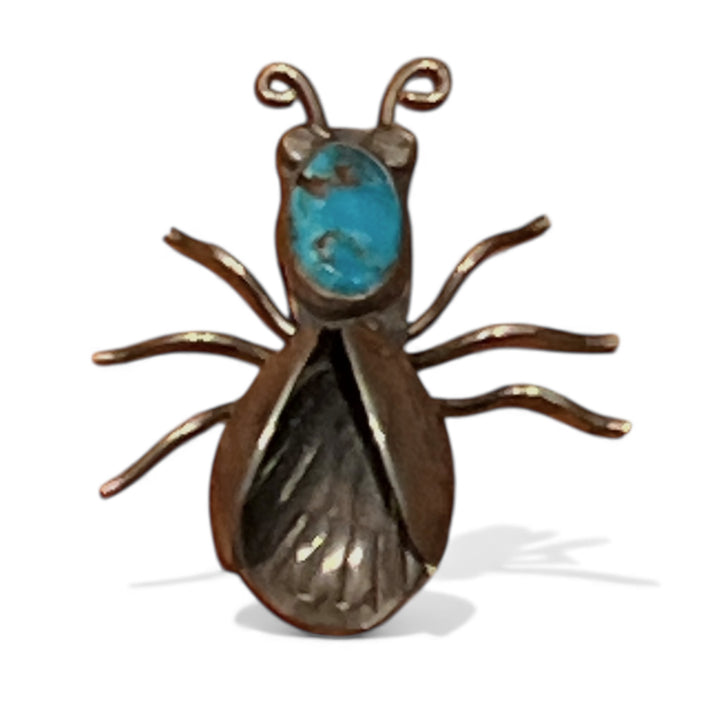 Vintage Navajo Turquoise Beetle Pin