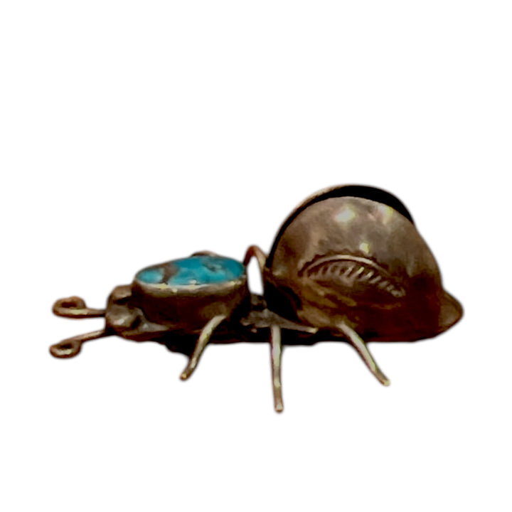 Vintage Navajo Turquoise Beetle Pin