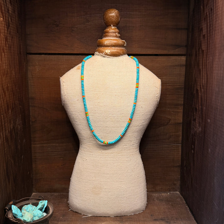 Turquoise, Spiny Oyster & Gaspeite Bead Necklace