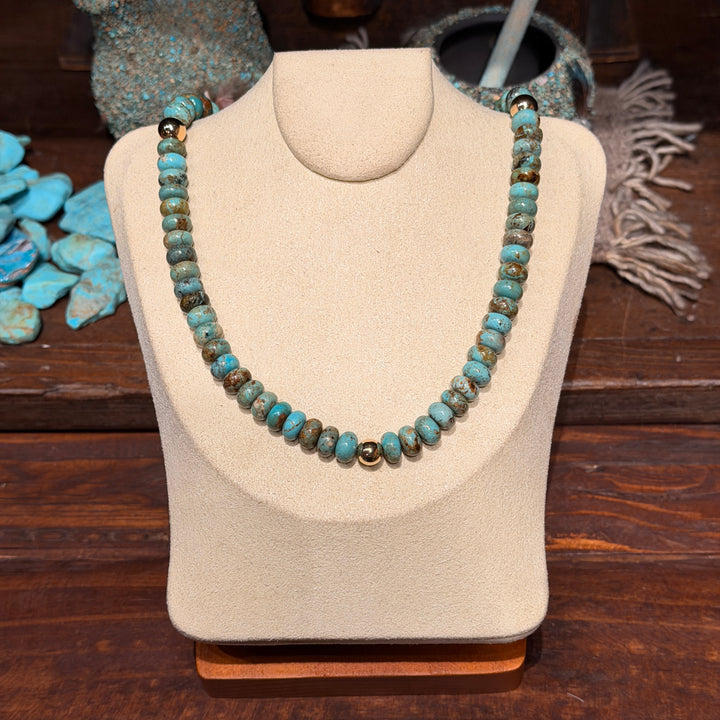 Campitos Turquoise 14K Gold Beads Necklace