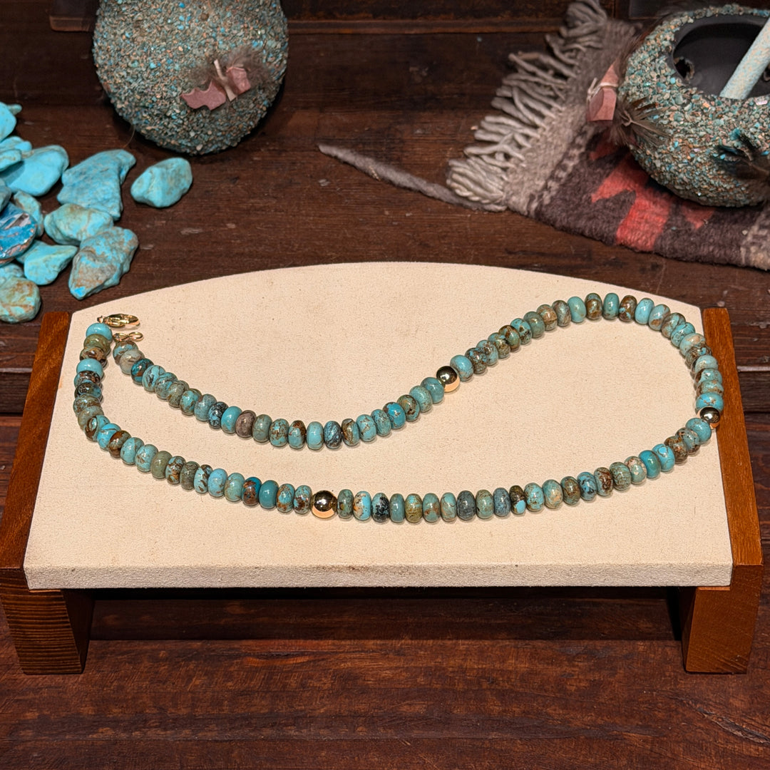 Campitos Turquoise 14K Gold Beads Necklace