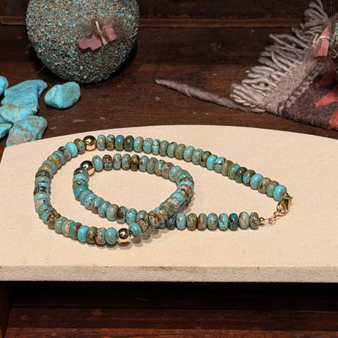 Campitos Turquoise 14K Gold Beads Necklace