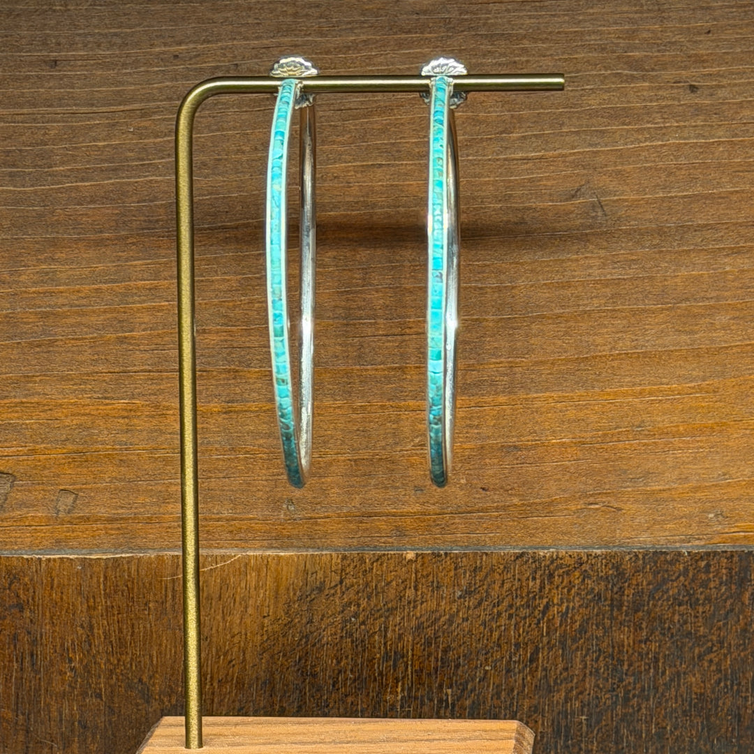 Inlay Turquoise Hoops