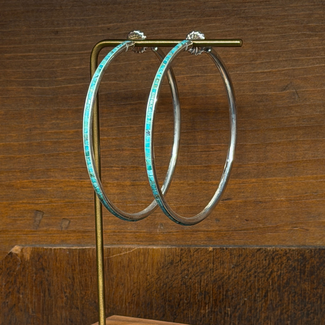 Inlay Turquoise Hoops