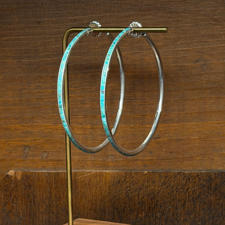 Inlay Turquoise Hoops