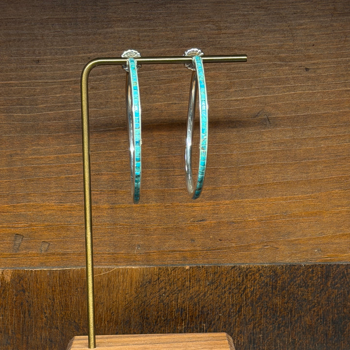 Inlay Turquoise Hoops