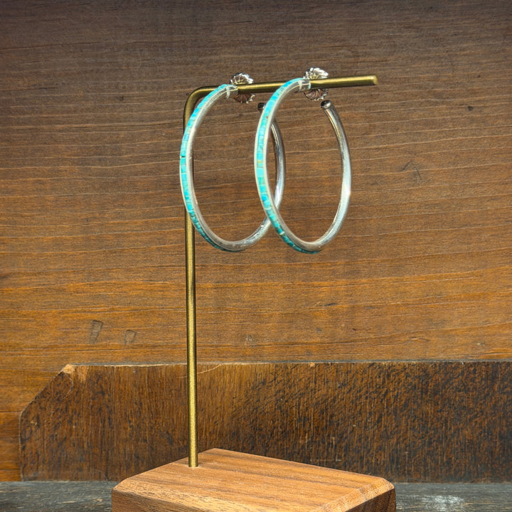 Inlay Turquoise Hoops
