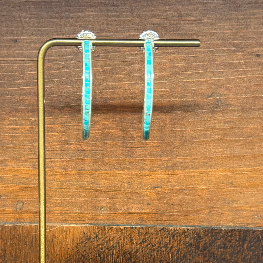 Inlay Turquoise Hoops